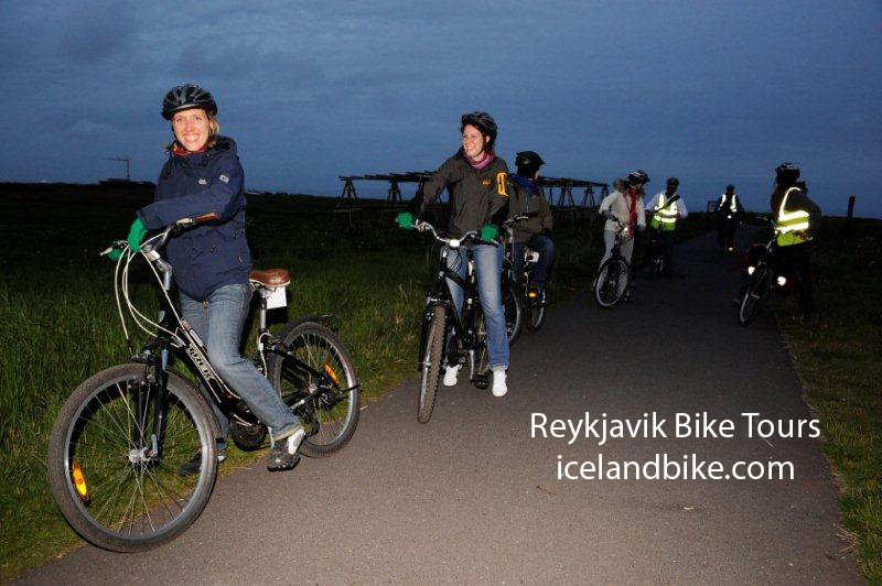 Bicycle tour at midnight in August